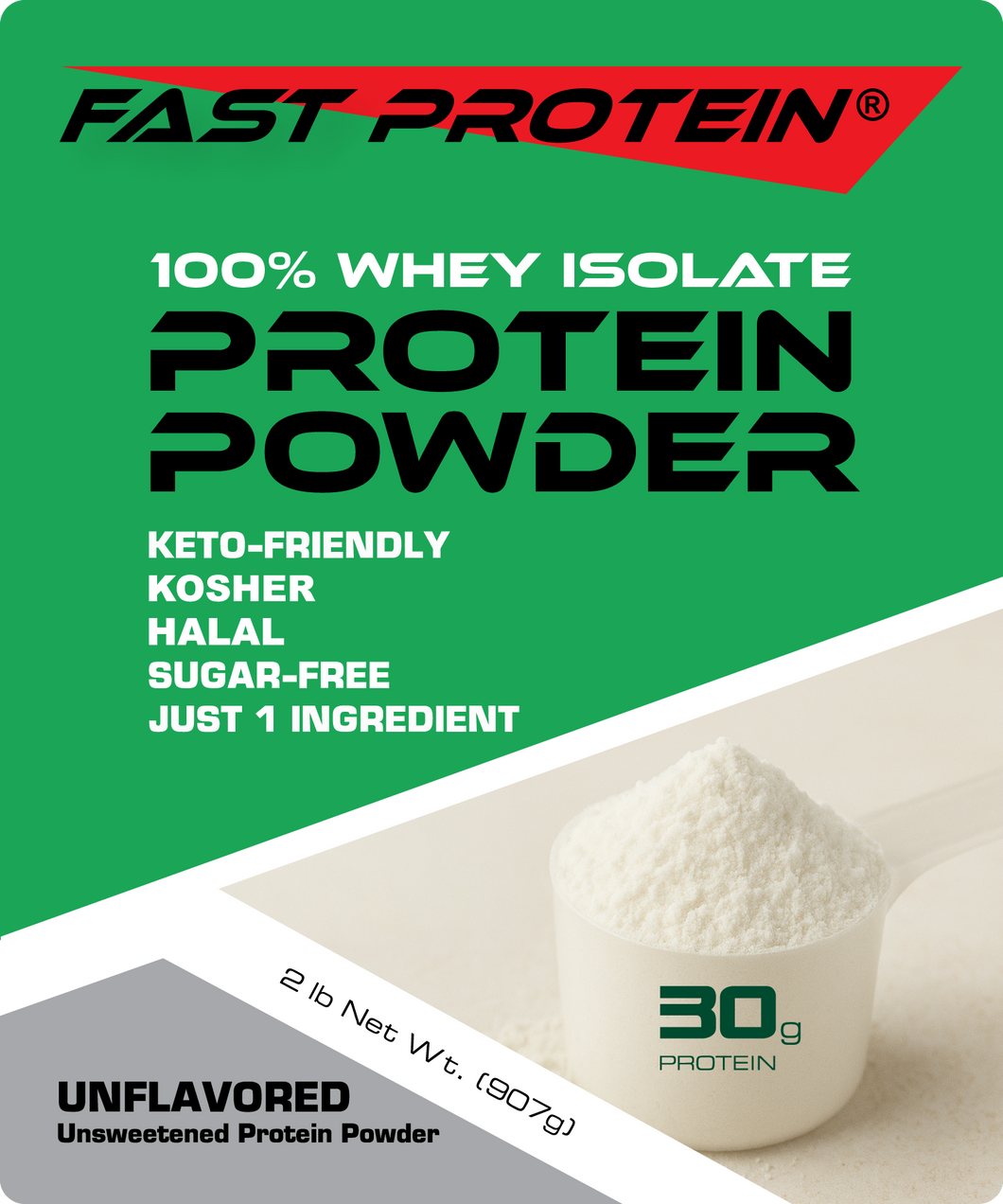 Isolate Protein Powder - Unflavored, Kosher, Halal by Fast Protein
