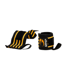 Load image into Gallery viewer, Gasp Hardcore Wrist Wraps, Black &amp; Yellow.